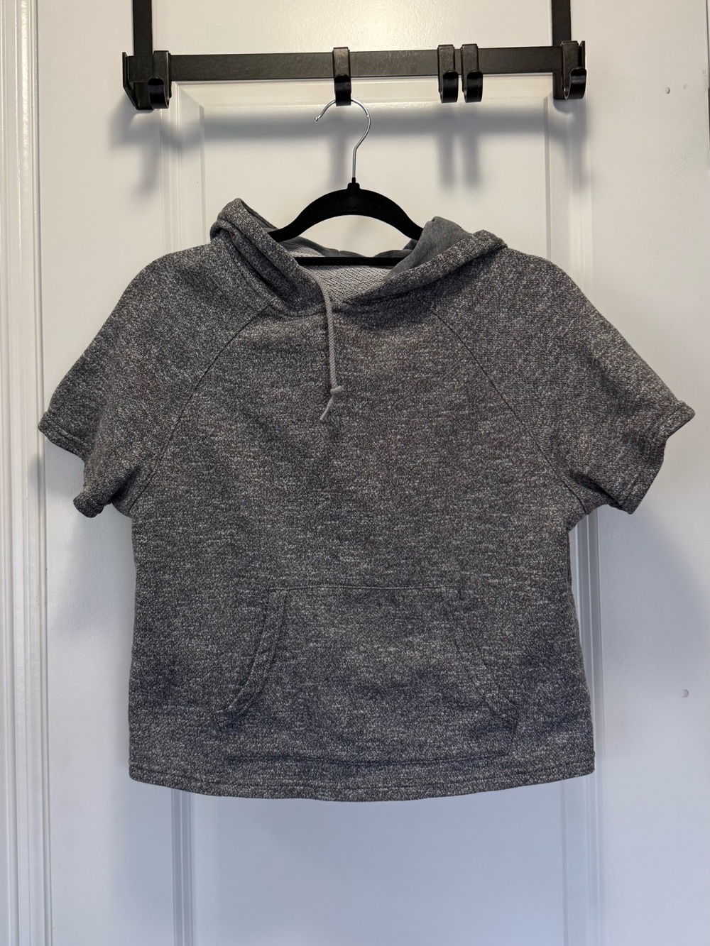 EXO Gray Short Sleeve Cropped Hoodie French Terry - Medium